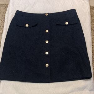 J. Crew Navy Mini Skirt with Gold Buttons